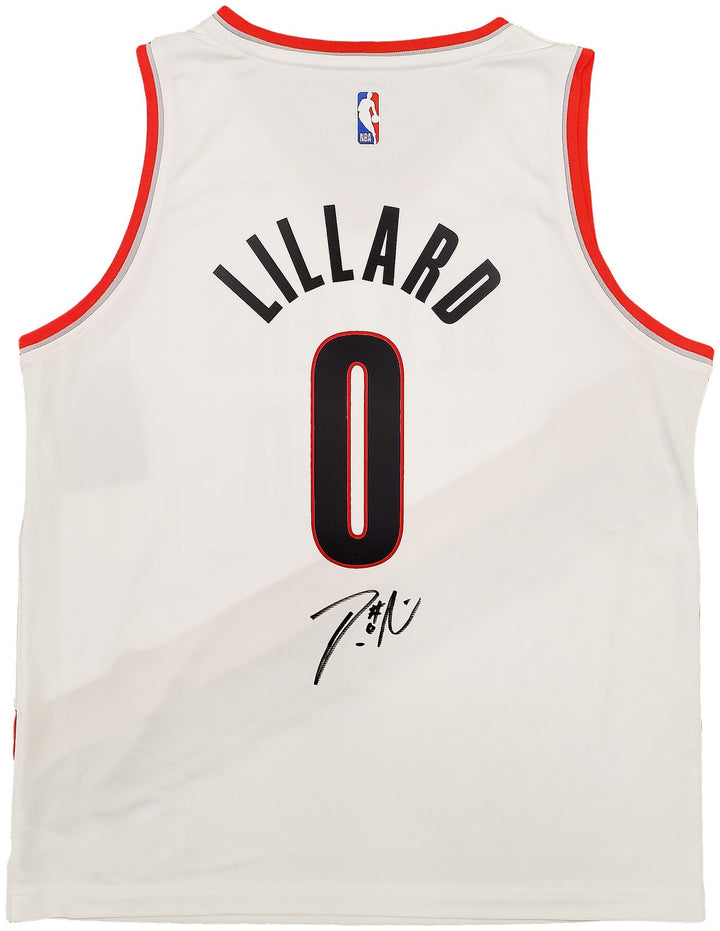 Trail Blazers Damian Lillard Signed White Fanatics Jersey Size L Beckett