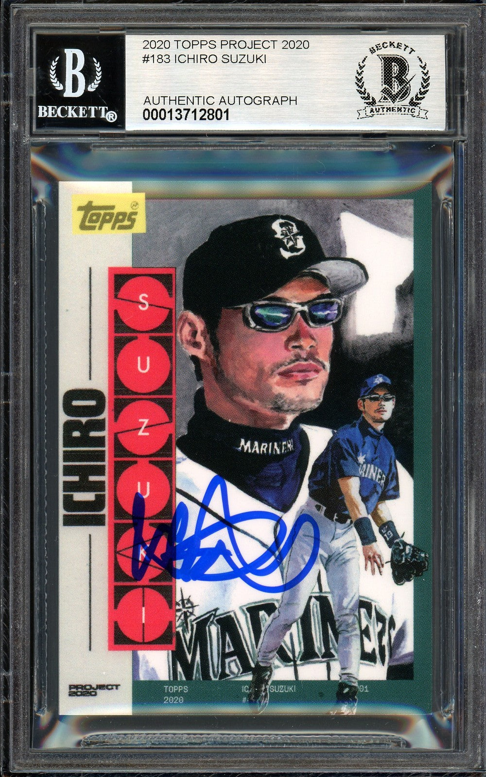 Ichiro Suzuki Auto Topps Project 2020 Jacob Rochester Card 183 Sig 10 /10 BAS