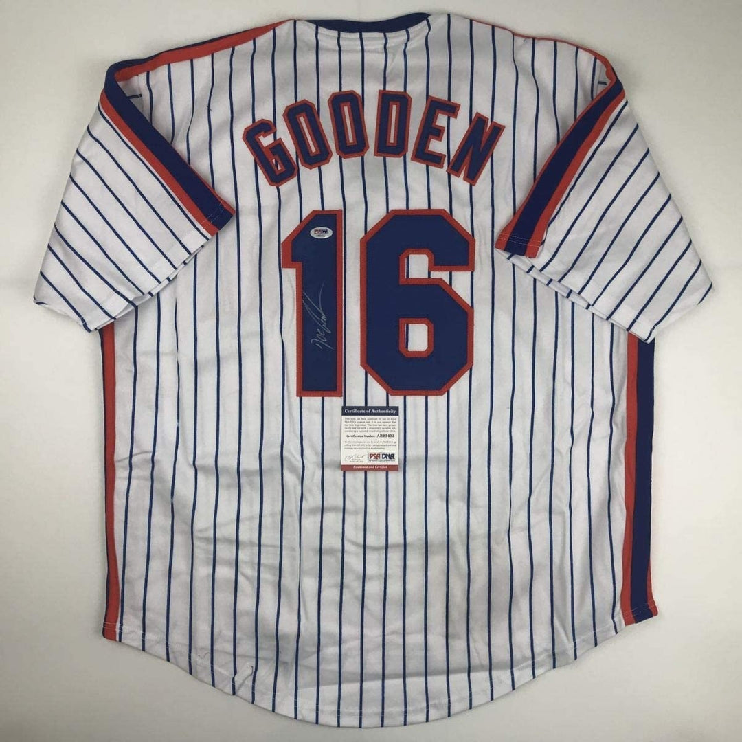 Autographed/Signed DWIGHT DOC GOODEN New York Pinstripe Jersey PSA COA Auto