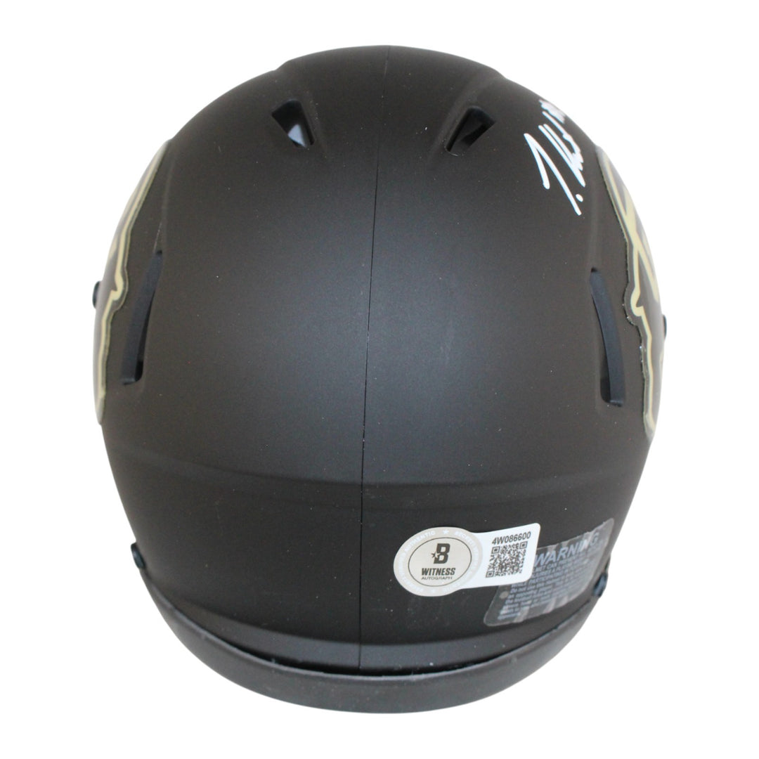 Travis Hunter Signed Colorado Buffaloes Black Mini Helmet Beckett Witness 53350