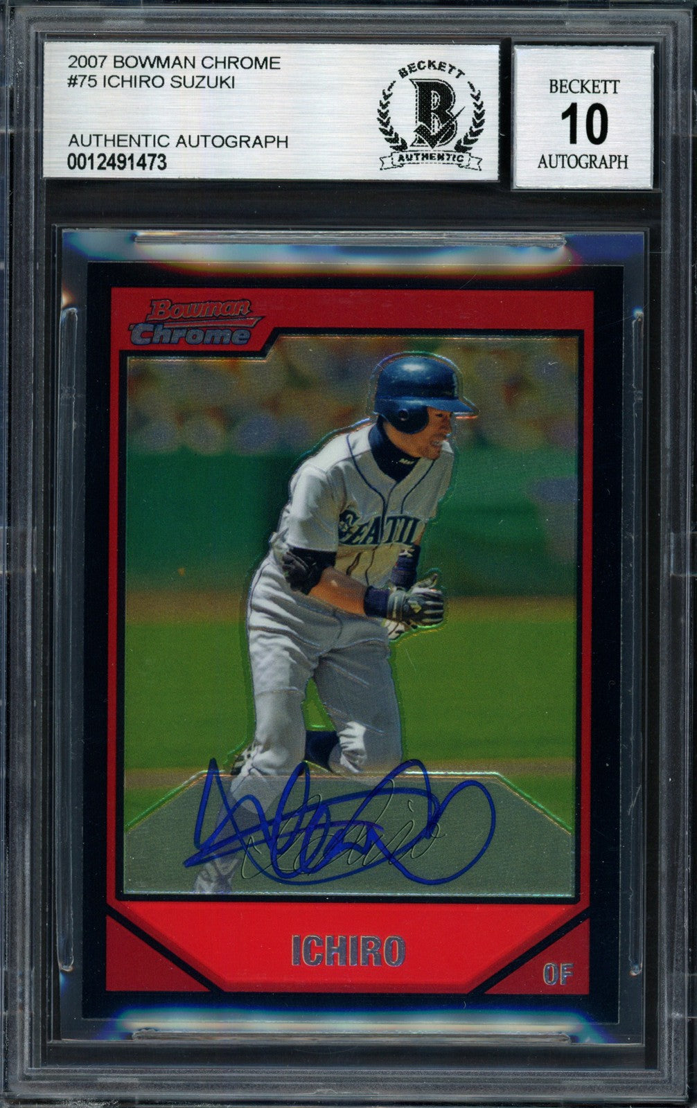 Ichiro Suzuki Auto 2007 Bowman Chrome Card 75 Mariners Auto 10 Beckett #12491473