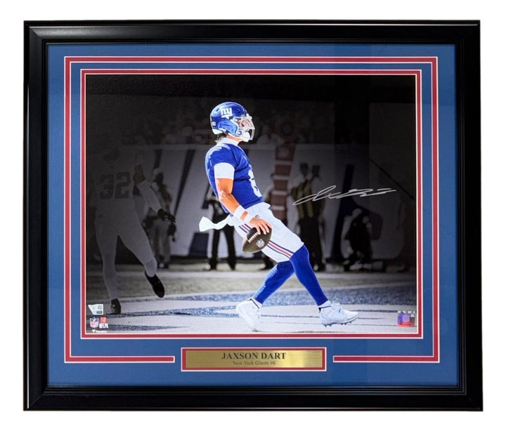 Jaxson Dart Signed Framed 16x20 New York Giants Photo Fanatics