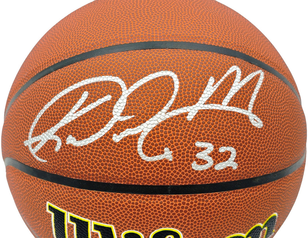 John Stockton & Karl Malone Auto Composite Leather Jazz Logo Basketball Beckett