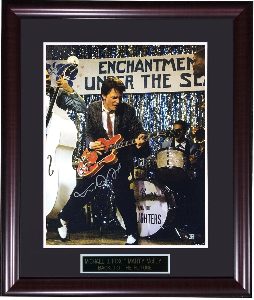Michael J Fox signed 16x20 Back to the Future photo framed Autograph BAS COA