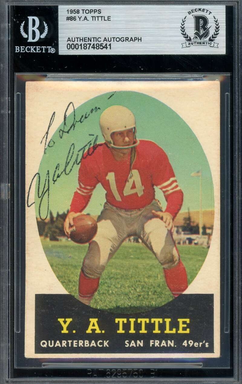 Y.A. Tittle Beckett BAS Vintage Signed 1958 Topps Autograph