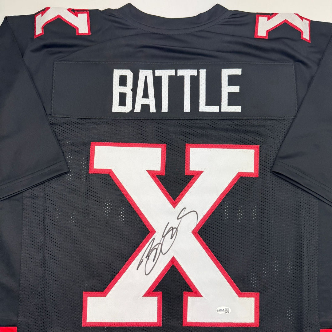 Autographed/Signed Bill Goldberg Battle X The Longest Yard Black Jersey JSA COA