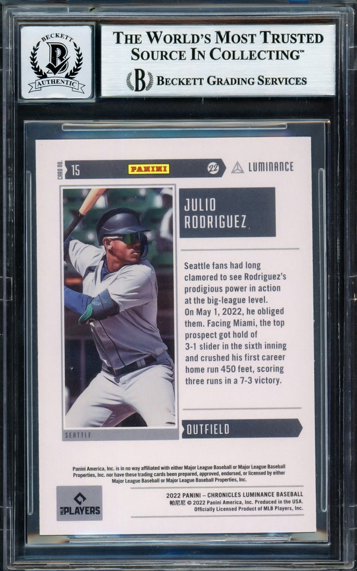 Julio Rodriguez Auto Signed 2022 Panini Luminance RC 15 Mariners Sig 10 Beckett