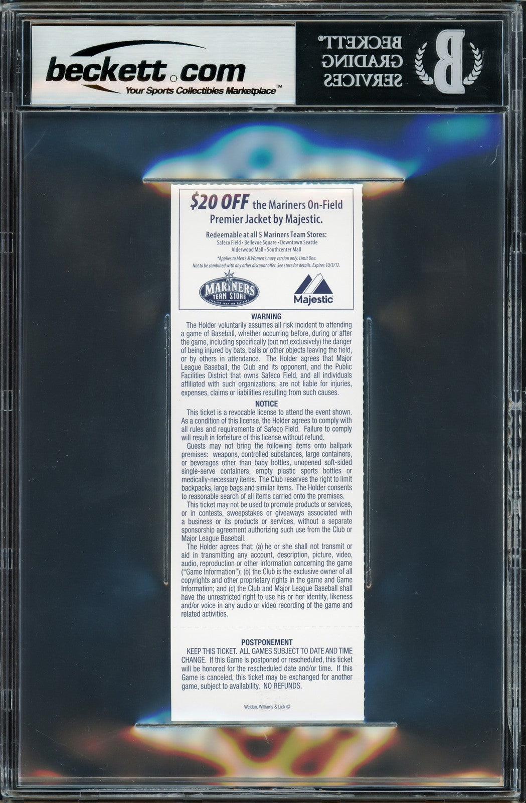 Ichiro Suzuki Auto 7/23/12 Full Stadium Game Ticket Yankees Yankee Debut Beckett