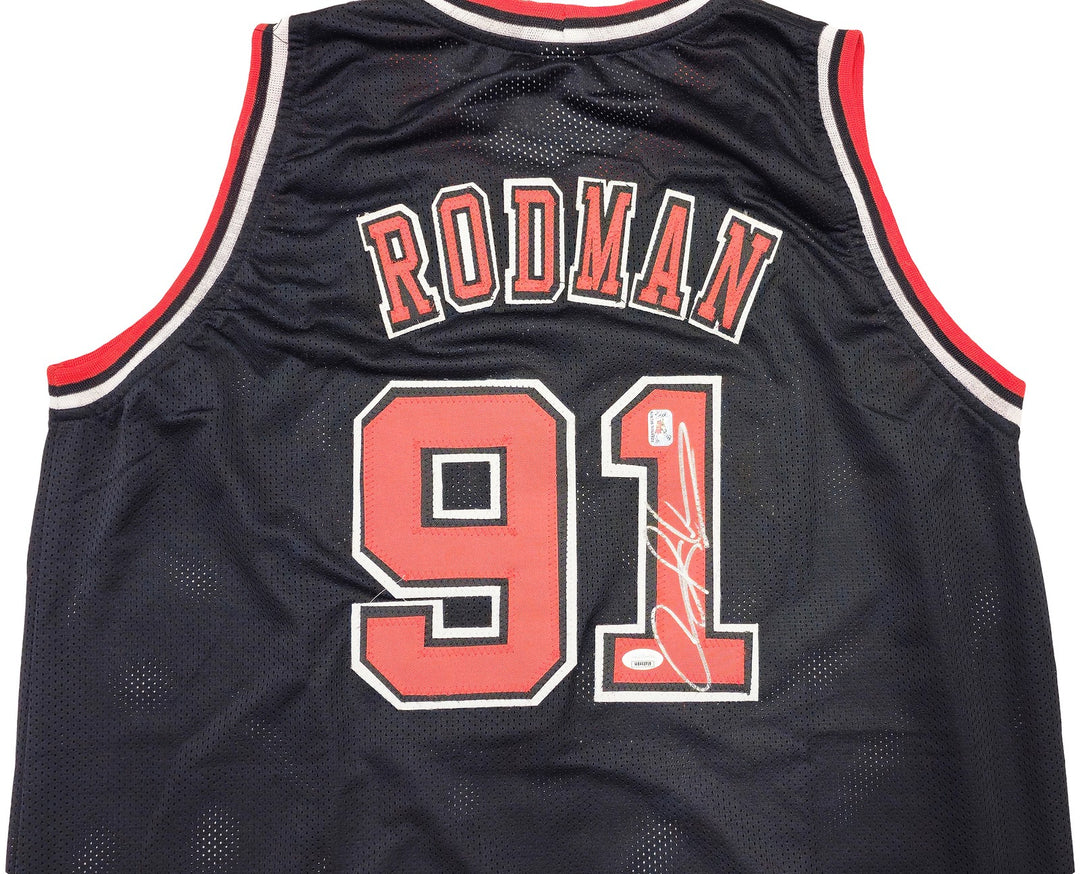 Chicago Bulls Dennis Rodman Autographed Signed Black Jersey JSA