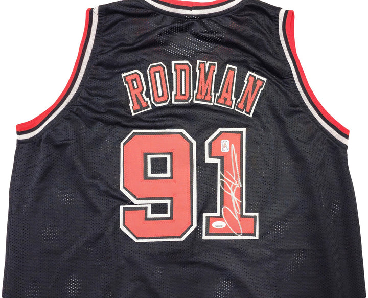 Chicago Bulls Dennis Rodman Autographed Signed Black Jersey JSA