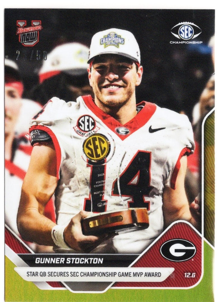 2025 Topps Bowman U Now Gunner Stockton #57 Gold Foil /50 Rookie Card