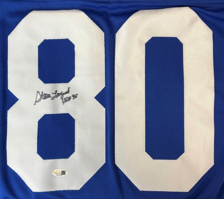 Steve Largent Seattle Signed Blue Football Jersey HOF 95 JSA QR Hologram
