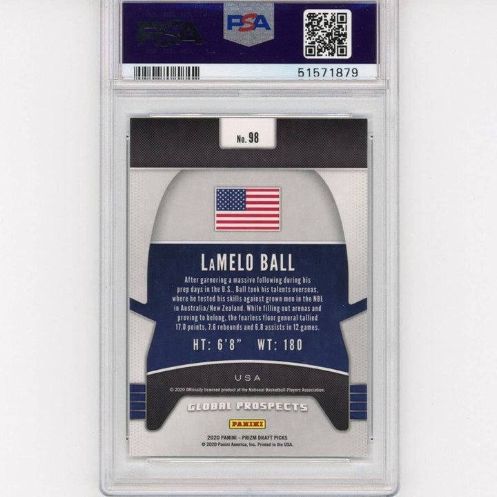 Graded 2020-21 Panini Prizm DP LAMELO BALL #98 Rookie RC Card PSA 10