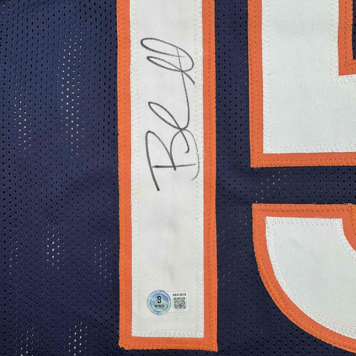 Autographed/Signed Brandon Marshall Denver Blue Football Jersey Beckett BAS COA