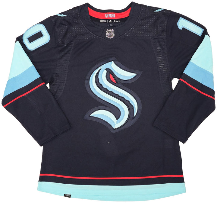 Seattle Kraken Matty Beniers Auto Blue Adidas Authentic Jersey Size 44 Fanatics