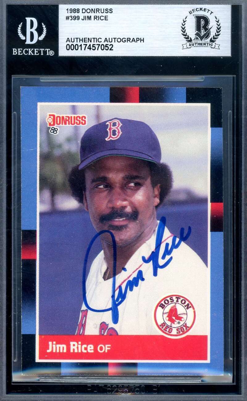 Jim Rice Beckett BAS Signed 1988 Donruss Autograph