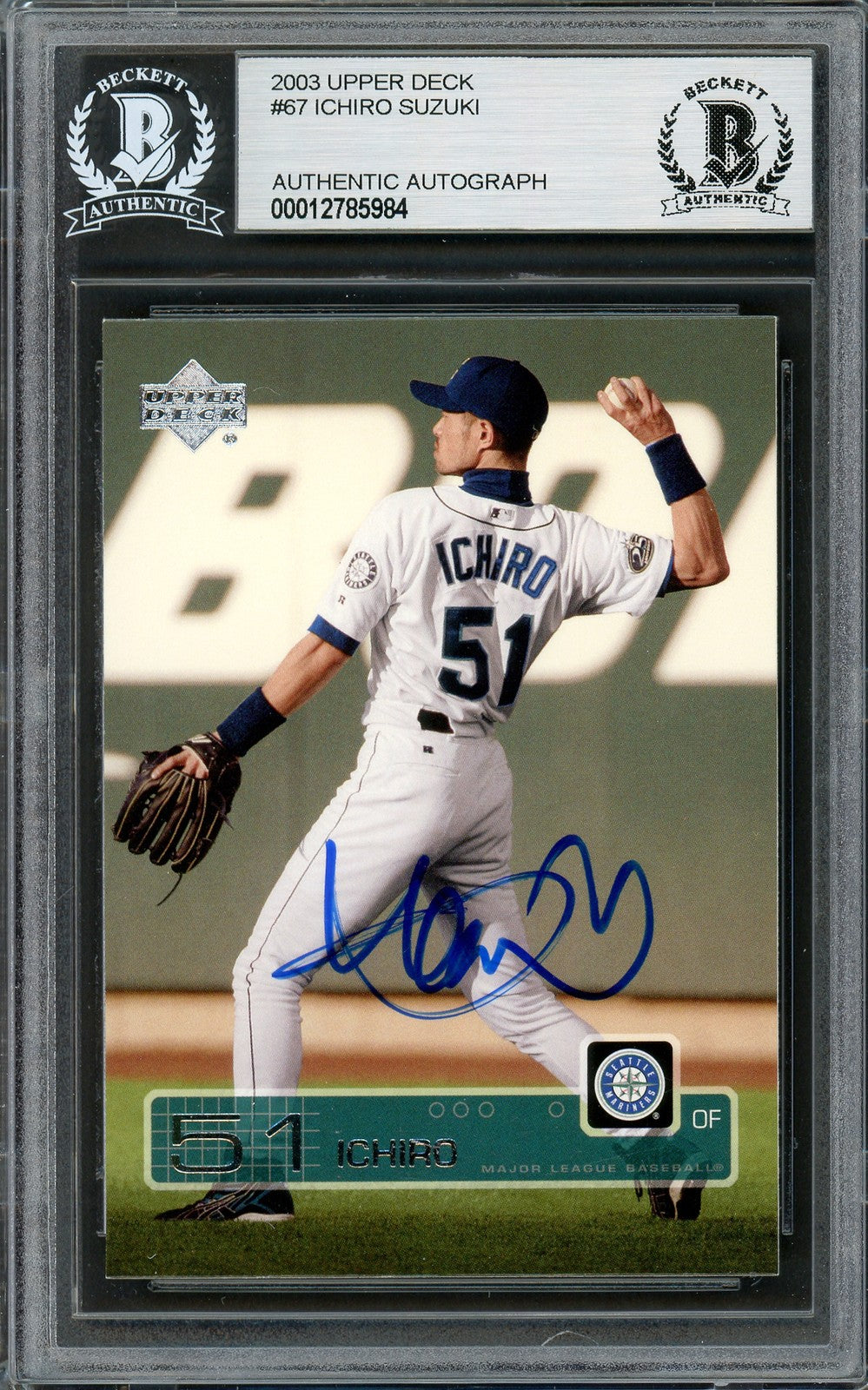 Ichiro Suzuki Signed 2003 Upper Deck Card 67 Seattle Mariners Beckett