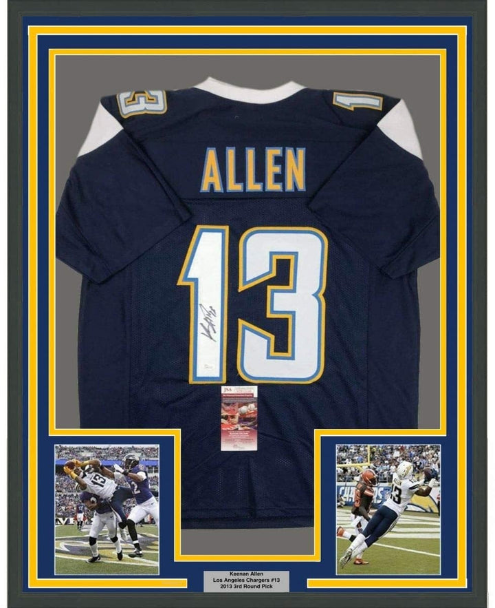 FRAMED Signed KEENAN ALLEN 35x39 LA Dark Blue Jersey JSA COA Auto