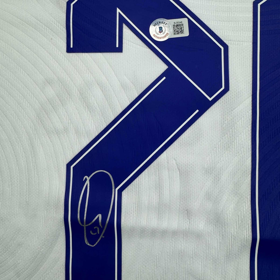 Autographed/Signed Vini Vinicius Jr. Real Madrid White Soccer Jersey BAS COA #2