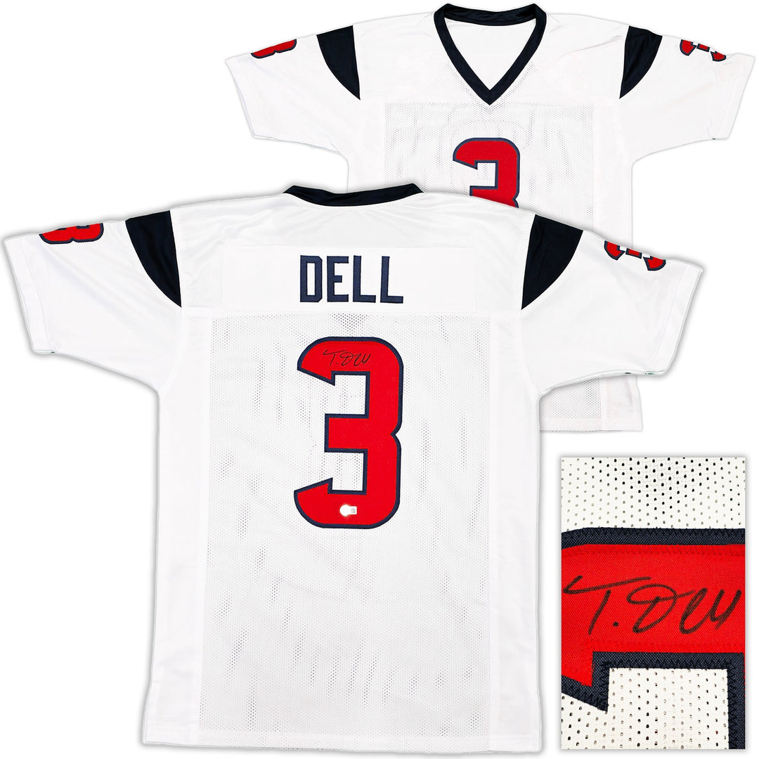 Houston Texans Tank Dell Autographed Signed White Jersey Beckett BAS QR