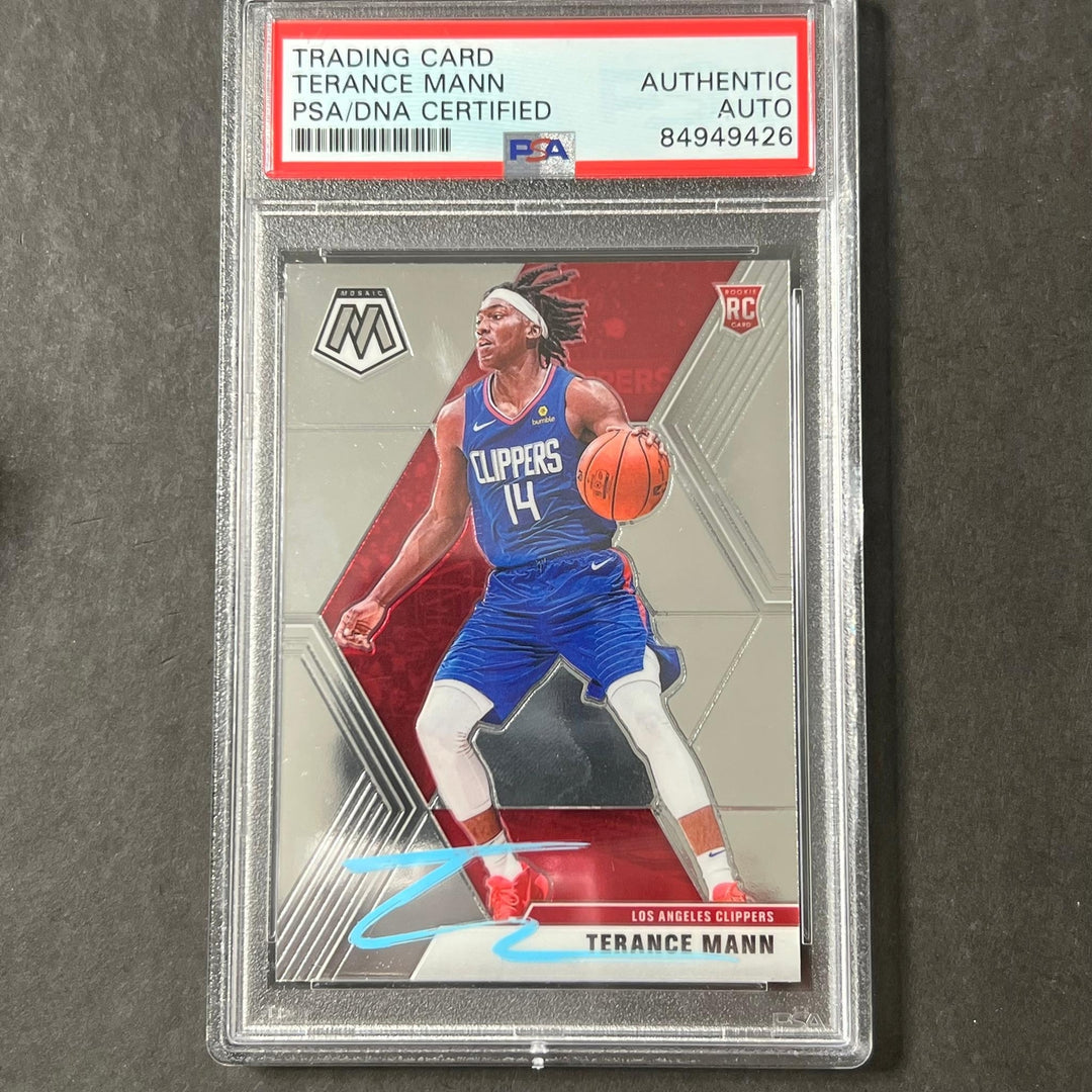 2019-20 Panini Mosaic #246 Terance Mann Signed Card AUTO PSA Slabbed Clippers