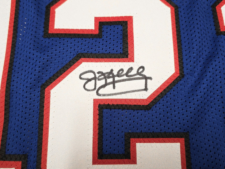 Bills Jim Kelly, Thurman Thomas & Andre Reed Signed Blue Jersey Beckett Witness