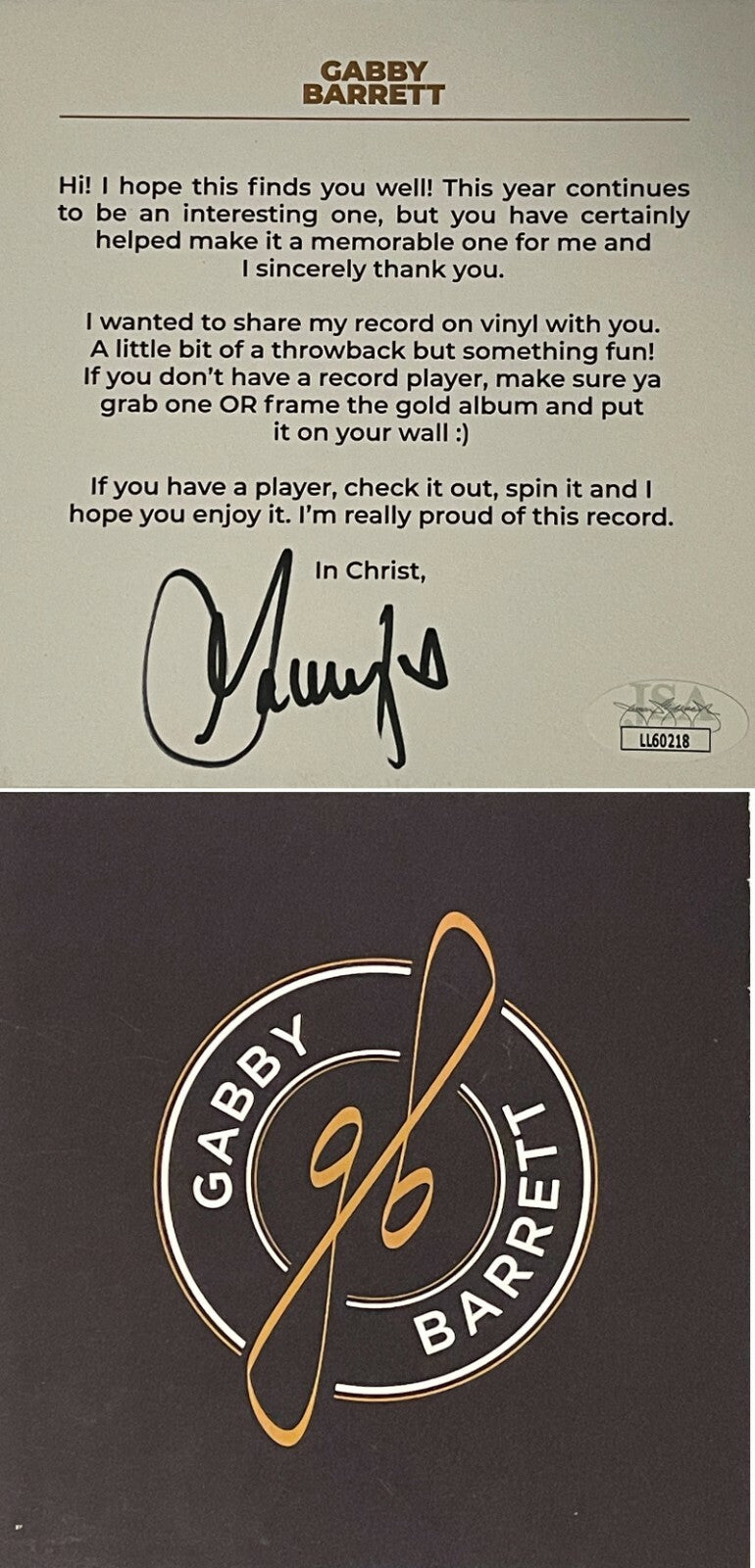 Gabby Barrett signed 2020 C2C 5x5 Promo Card– JSA (LTD Edition EP 5 track)