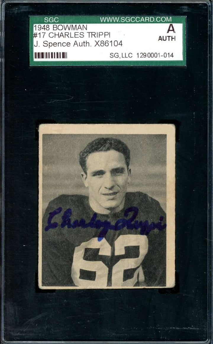 Charley Trippi SGC Coa Signed 1948 Bowman Rookie Autograph