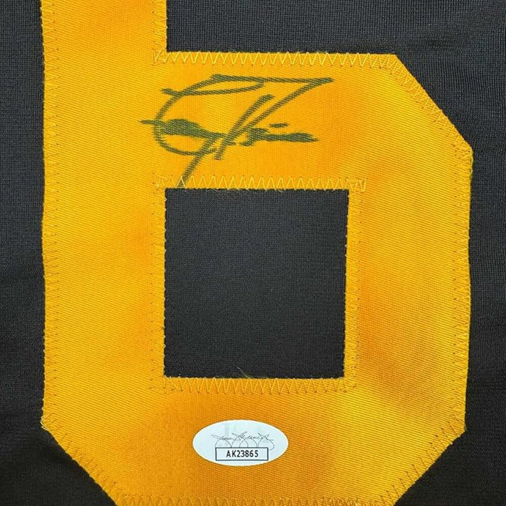 Framed Autographed/Signed Tony Pena 35x39 Pittsburgh Black Jersey JSA COA