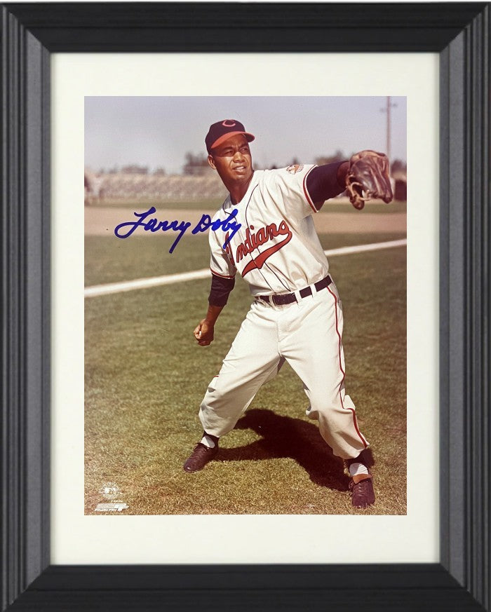 Larry Doby signed Cleveland MLB 8x10 Photo Framed- COA/CSA Show Ticket/Photo/HOF