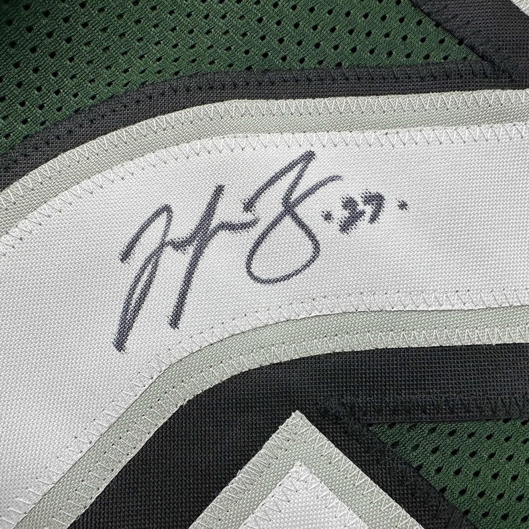 Framed Autographed/Signed Malcolm Jenkins 33x42 Green Jersey Beckett COA