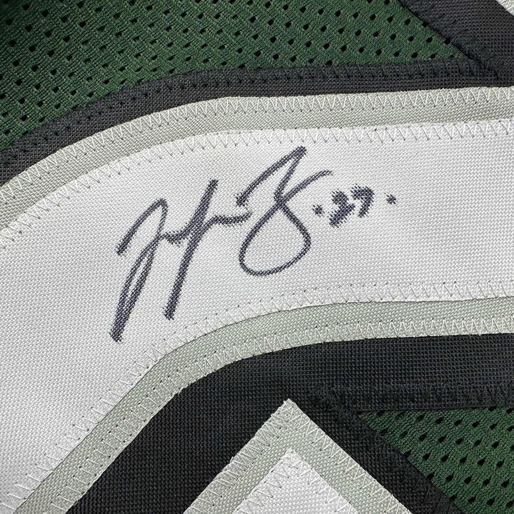 Framed Autographed/Signed Malcolm Jenkins 33x42 Green Jersey Beckett COA