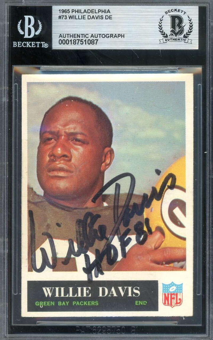 Willie Davis Beckett BAS Signed 1965 Philadelphia Autographed Packers