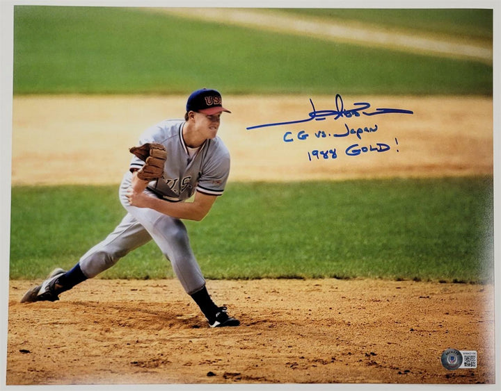 Jim Abbott signed "CG vs Japan, USA Gold" 11x14 Photo ~ Beckett BAS Witness