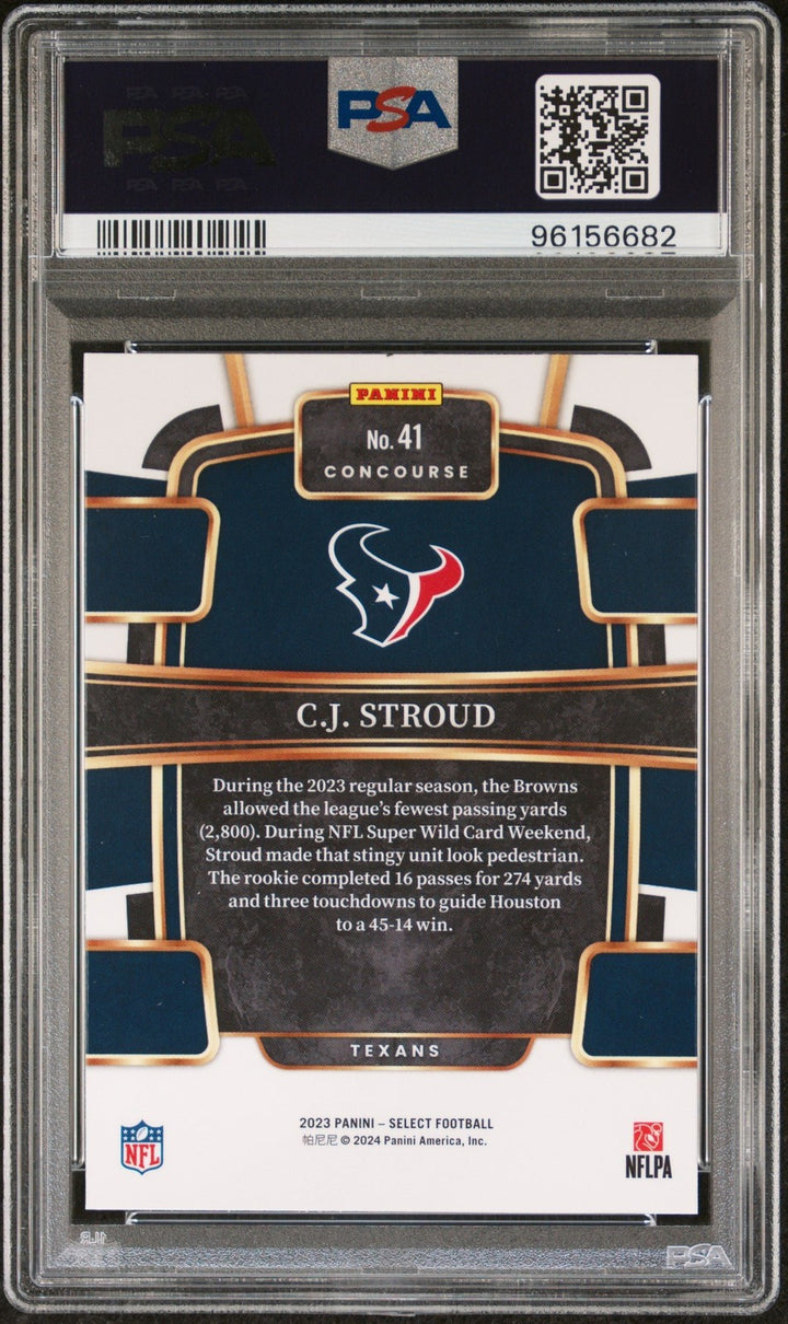 Graded 2023 Panini Select CJ Stroud #41 Rookie RC Card PSA 10 Gem Mint