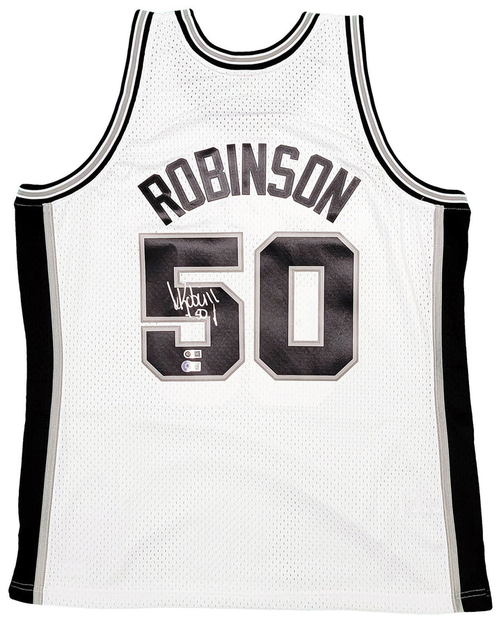 Spurs David Robinson Auto White Auth Mitchell Ness Swingman Jersey XL Beckett