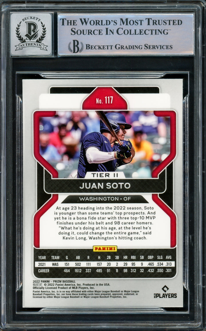 Juan Soto Autographed 2022 Panini Prizm Card Yankees Gem 10 Auto Beckett