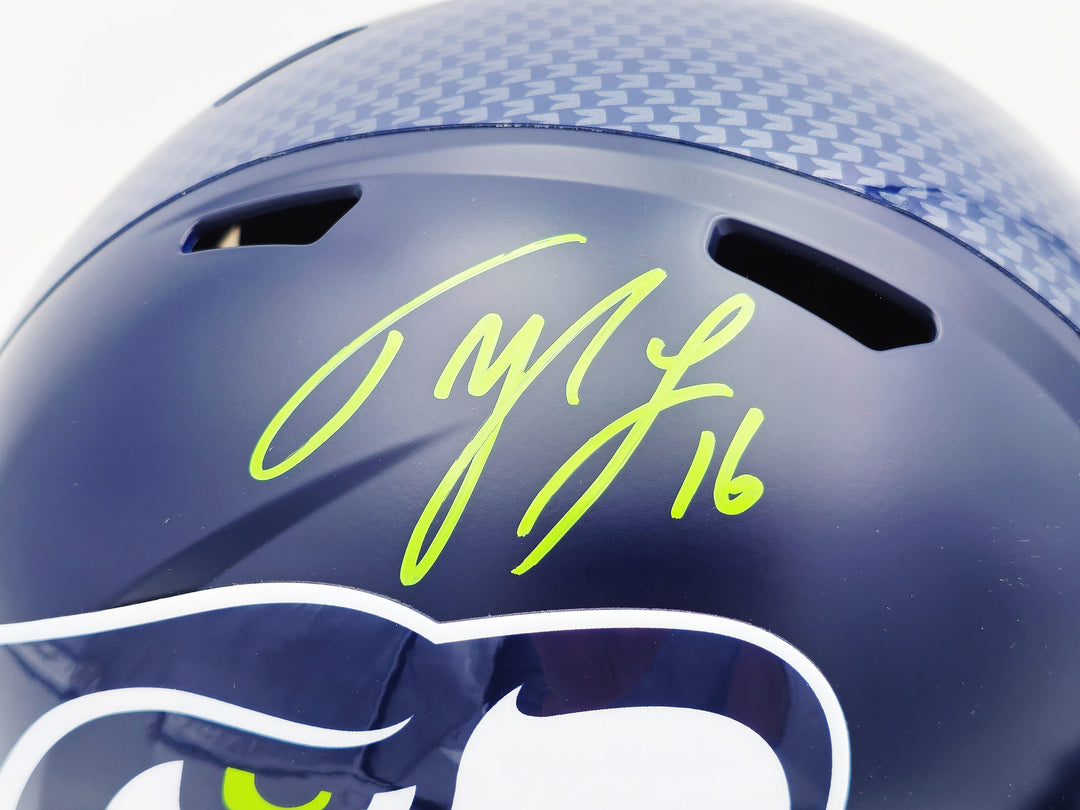 Tyler Lockett Signed Seahawks Blue Full Size Speed Replica Helmet MCS Holo