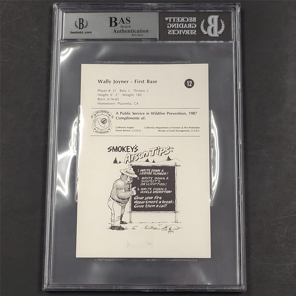 Wally Joyner signed 5x7 Oversized 1986 Smokey The Bear Promo Card ~ Beckett BAS
