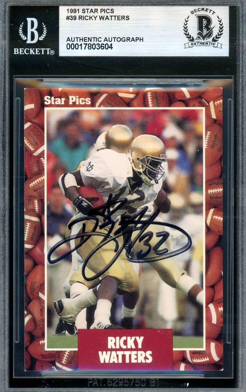Ricky Watters Beckett BAS Signed 1991 Star Pics Rookie Autograph