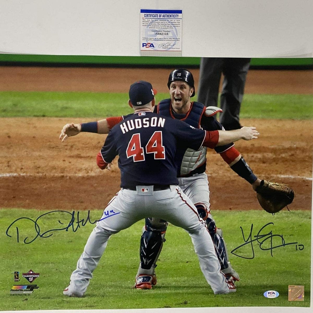Autographed/Signed DANIEL HUDSON YAN GOMES 2019 WS 16x20 Photo PSA COA