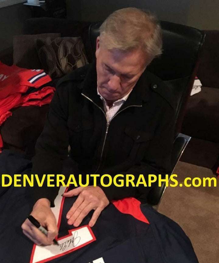John Elway Autographed/Signed Pro Style  Size XL Blue Jersey BAS 22889