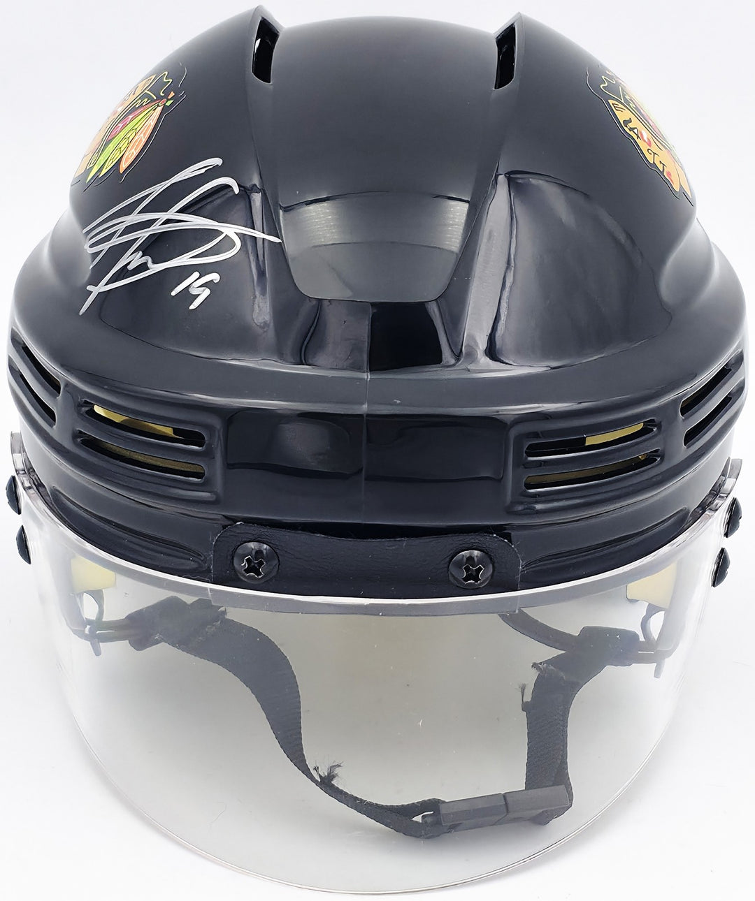 Jonathan Toews Signed Chicago Blackhawks Black Mini Helmet Beckett Wit