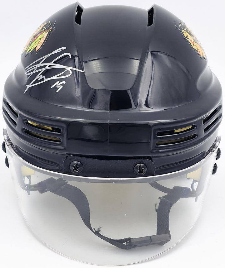 Jonathan Toews Signed Chicago Blackhawks Black Mini Helmet Beckett Wit