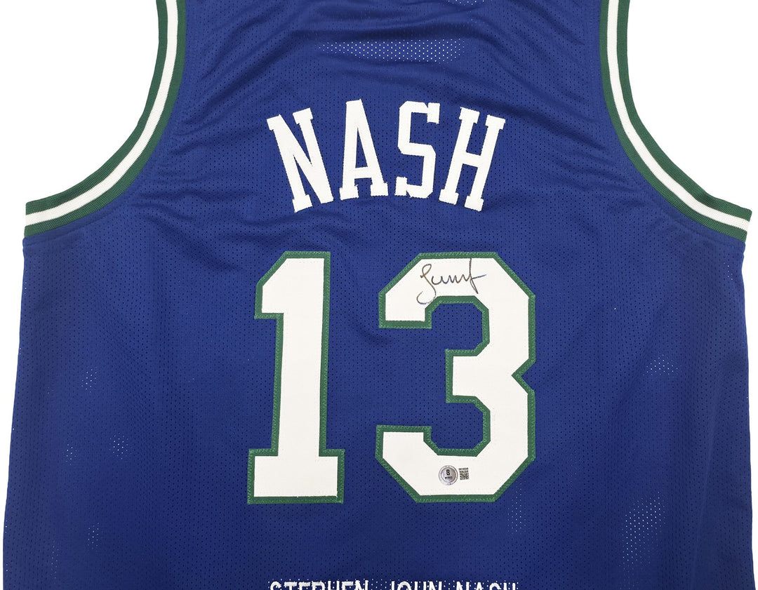 Dallas Mavericks Steve Nash Autographed Signed Blue Stat Jersey Beckett Witness
