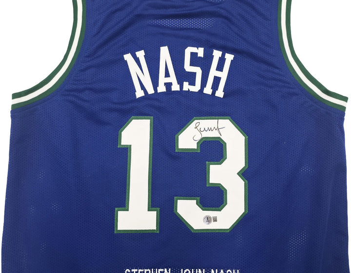 Dallas Mavericks Steve Nash Autographed Signed Blue Stat Jersey Beckett Witness
