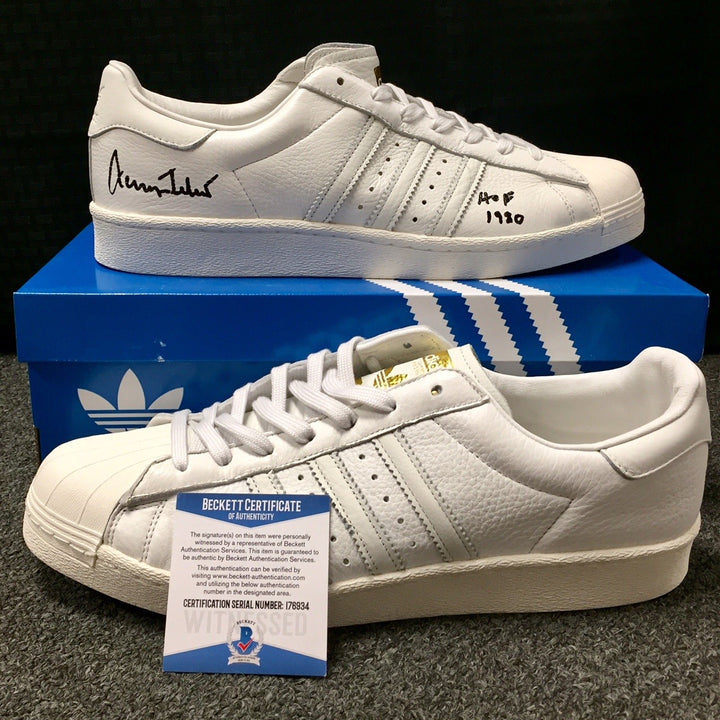 JERRY WEST Autograph "HOF 1980" Signed Adidas Shoes ~ Beckett Witness BAS COA