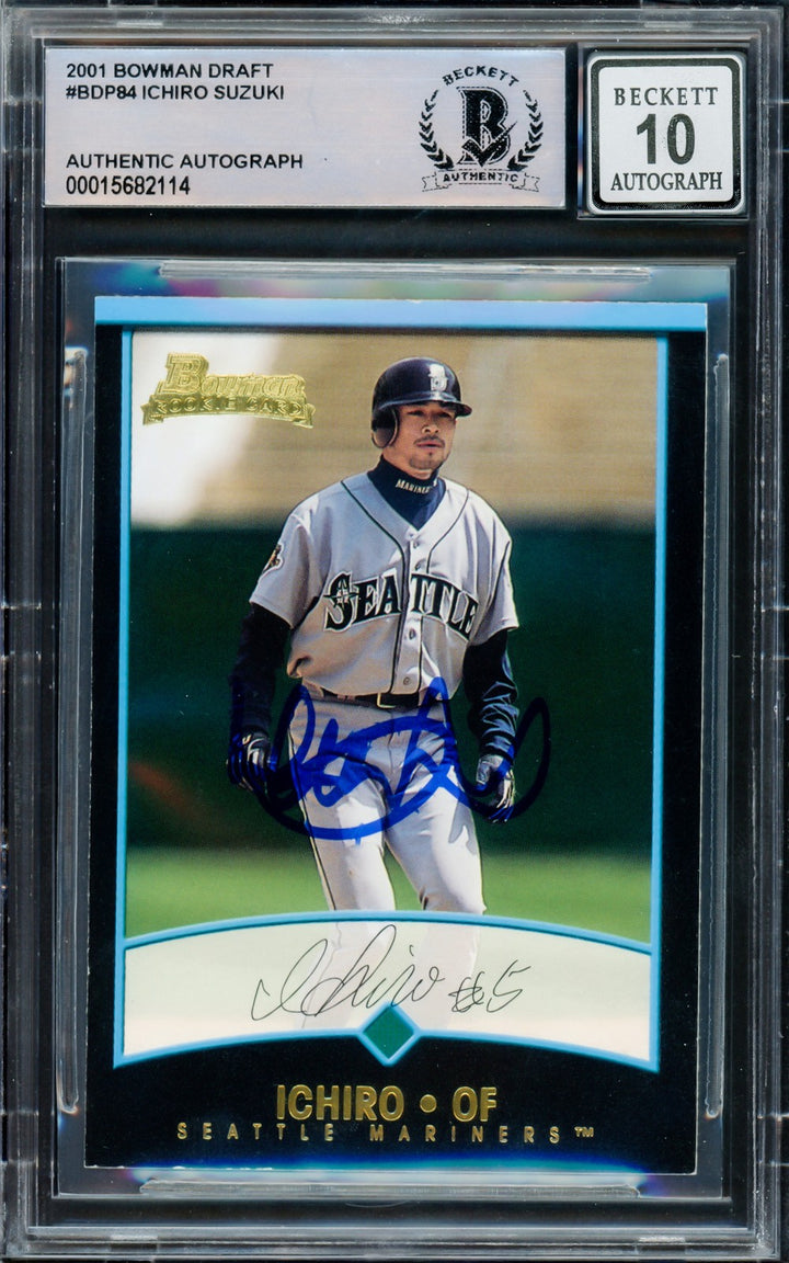 Ichiro Suzuki Auto 2001 Bowman Draft Picks RC BDP84 Mariners Auto GM 10 Beckett