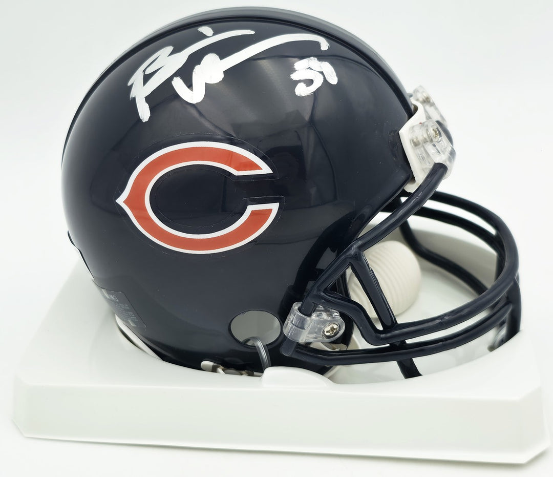 Brian Urlacher & Dan Hampton Signed Bears Blue Mini Helmet Beckett Witness