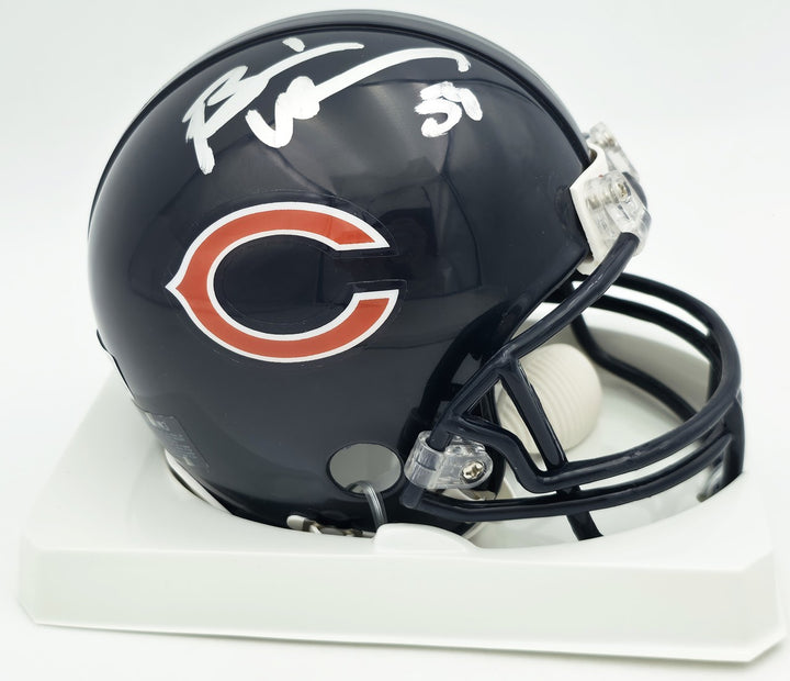 Brian Urlacher & Dan Hampton Signed Bears Blue Mini Helmet Beckett Witness